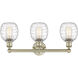 Belfast 3 Light 24 inch Antique Brass and Deco Swirl Bath Vanity Light Wall Light