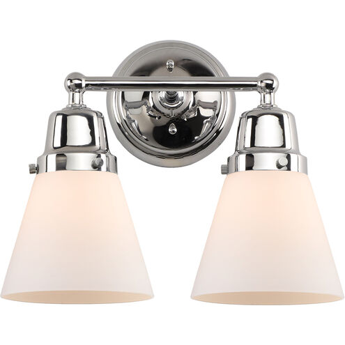 Aditi Small Cone 2 Light 14.25 inch Polished Chrome Bath Vanity Light Wall Light, Aditi