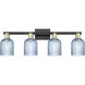 Bridal Veil 4 Light 32 inch Black Antique Brass Bath Vanity Light Wall Light in Blue Glass