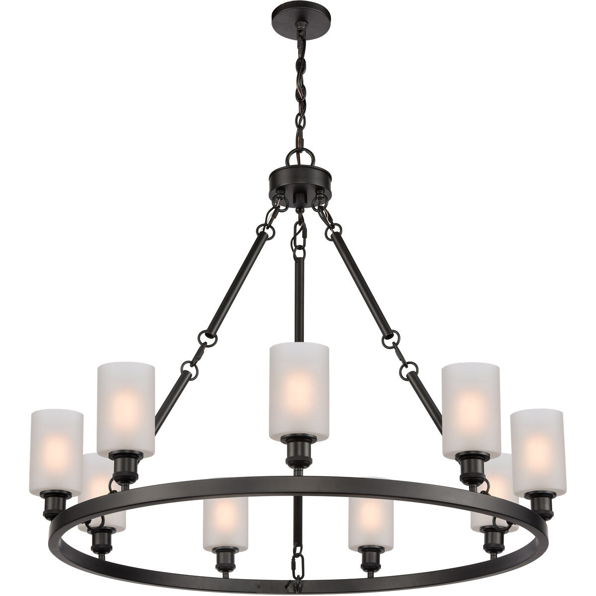 Ballston Saloon 9 Light 40 inch Matte Black Chandelier Ceiling Light in Incandescent, Matte White Glass, Ballston