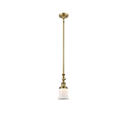 Franklin Restoration Small Canton 1 Light 7 inch Brushed Brass Mini Pendant Ceiling Light in Matte White Glass, Franklin Restoration