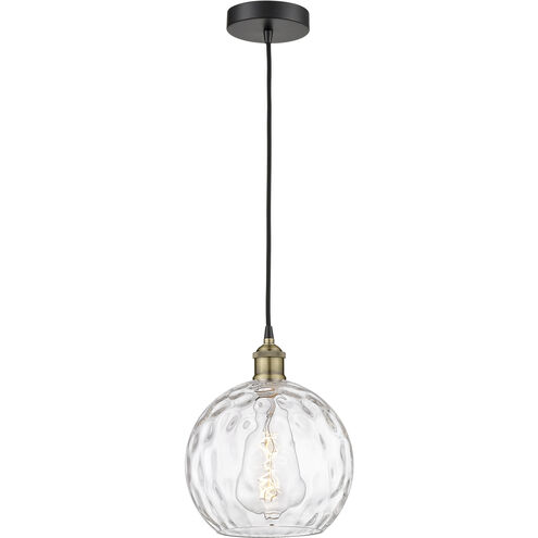 Athens Water Glass 1 Light 10 inch Black Antique Brass Mini Pendant Ceiling Light in Clear Water Glass