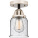 Nouveau 2 Small Bell 1 Light 5 inch Black Polished Nickel Semi-Flush Mount Ceiling Light in Seedy Glass