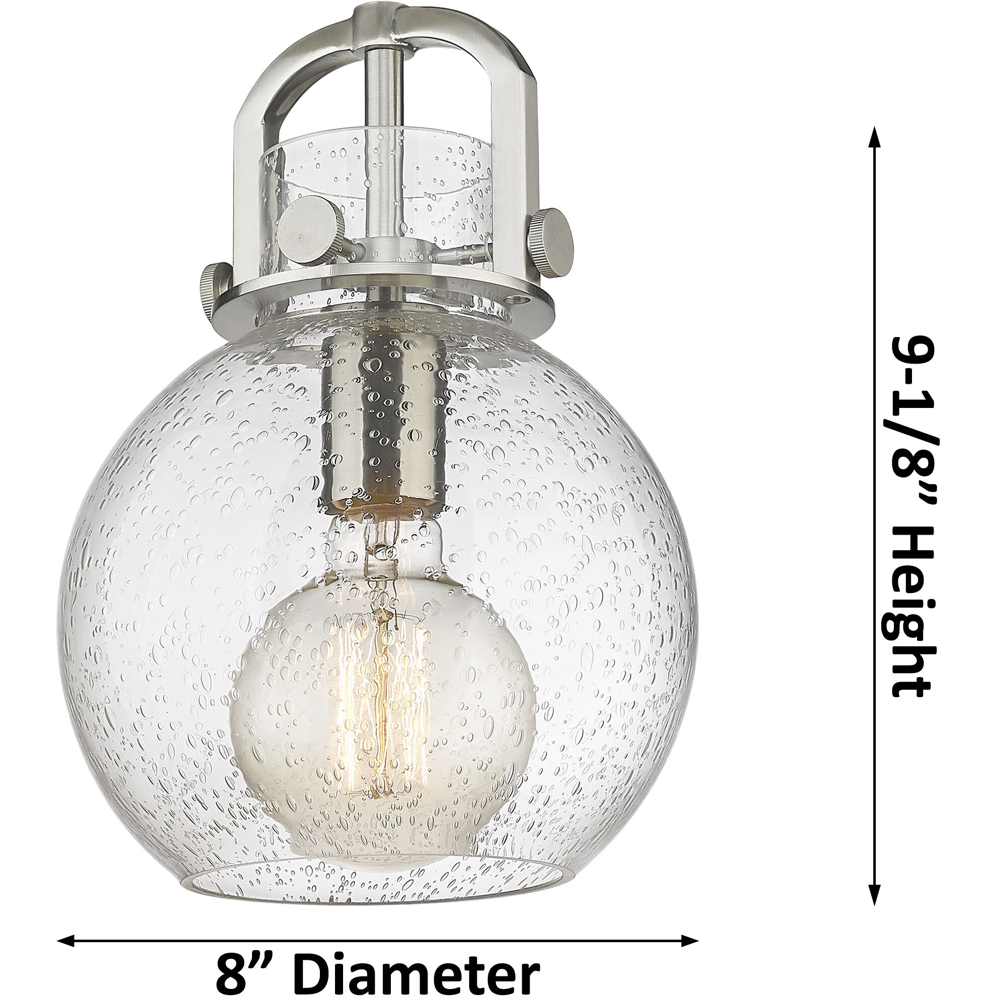 Newton Sphere 1 Light 8 inch Satin Nickel Mini Pendant Ceiling Light in Light Smoke Glass