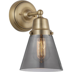 Aditi Cone 1 Light 6 inch Brushed Brass Sconce Wall Light in Plated Smoke Glass
