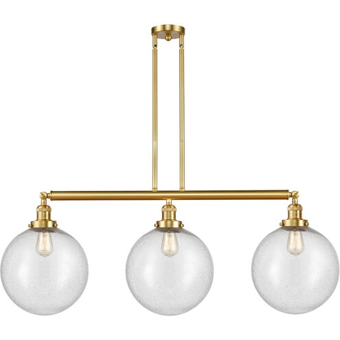 Franklin Restoration XX-Large Beacon LED 44 inch Satin Gold Island Light Ceiling Light in Seedy Glass, Franklin Restoration