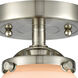 Nouveau Small Cone 1 Light 6.25 inch Brushed Satin Nickel Semi-Flush Mount Ceiling Light in Matte White Glass, Nouveau