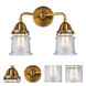 Nouveau 2 Small Canton 2 Light 13 inch Brushed Brass Bath Vanity Light Wall Light in Seedy Glass