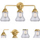 Nouveau 2 Bellmont 3 Light 24 inch Satin Gold Bath Vanity Light Wall Light in Clear Glass