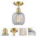 Belfast 1 Light 6 inch Satin Gold Flush Mount Ceiling Light in Clear Crackle Glass, 2.1 lb