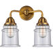 Nouveau 2 Canton LED 14 inch Brushed Brass Bath Vanity Light Wall Light in Seedy Glass