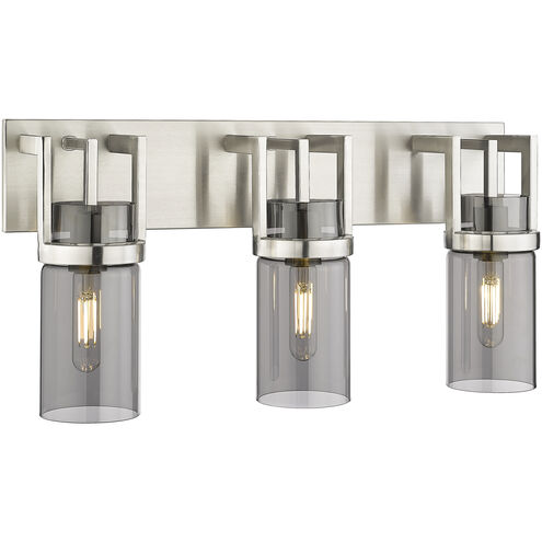 Utopia 3 Light 23.63 inch Satin Nickel Bath Vanity Light Wall Light in Plated Smoke Glass