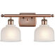 Ballston Dayton 2 Light 16 inch Antique Copper Bath Vanity Light Wall Light in White Glass, Ballston