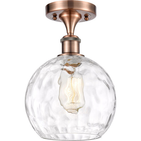 Ballston Athens Water Glass LED 8 inch Antique Copper Semi-Flush Mount Ceiling Light