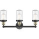 Dover 3 Light 24.5 inch Black Antique Brass Bath Vanity Light Wall Light in Seedy