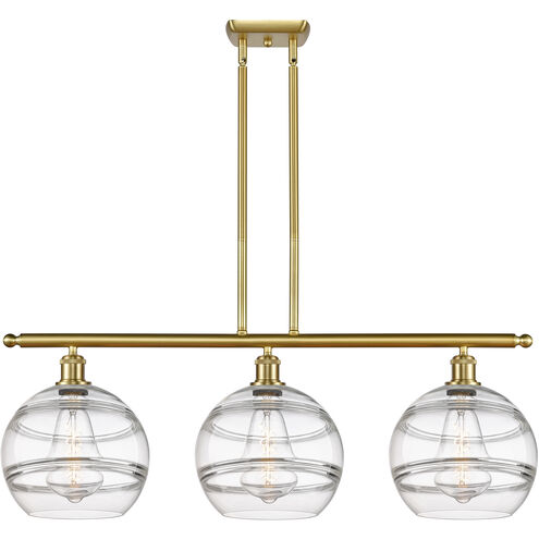 Ballston Rochester 3 Light 36.5 inch Satin Gold Stem Hung Island Light Ceiling Light