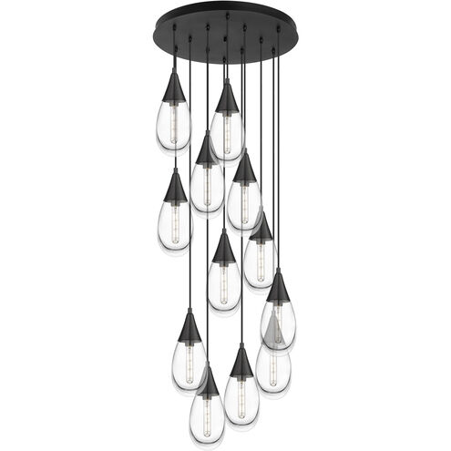 Malone 12 Light 25.25 inch Matte Black Multi Pendant Ceiling Light in Clear Glass