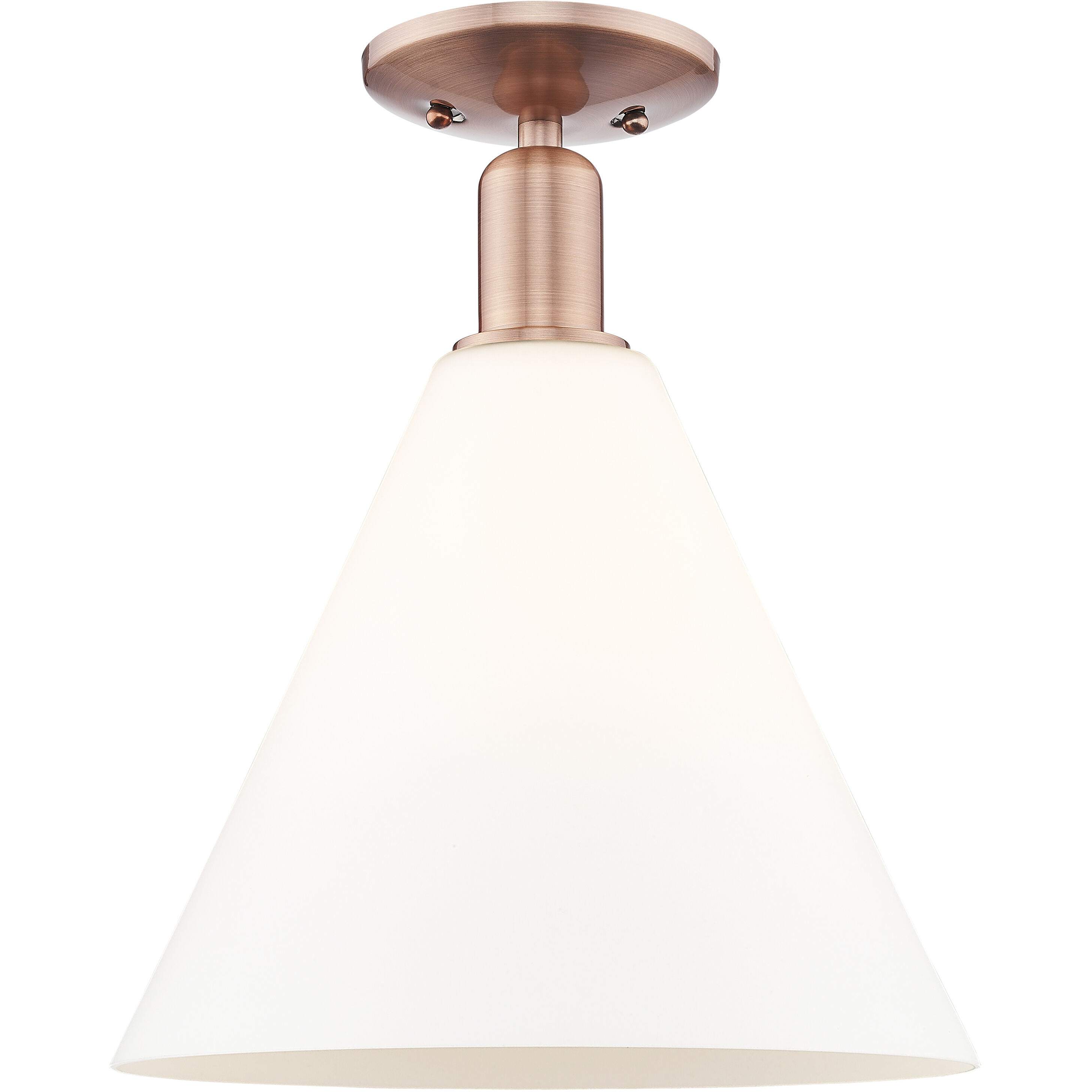 Arcadia Berkshire Glass 1 Light 12 inch Antique Copper Semi-Flush Mount Ceiling Light in Matte White
