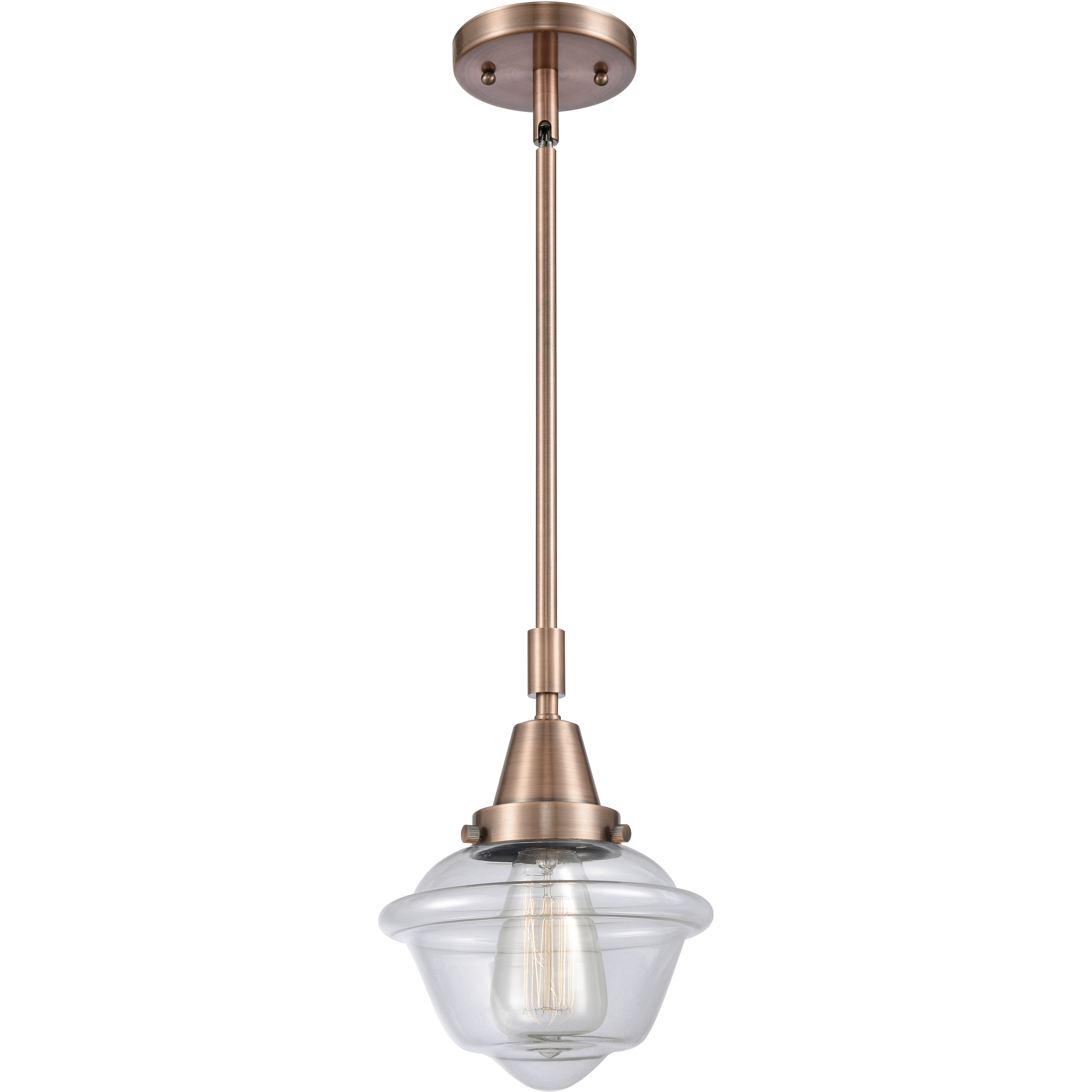 Franklin Restoration Small Oxford LED 7.5 inch Antique Copper Mini Pendant Ceiling Light in Clear Glass