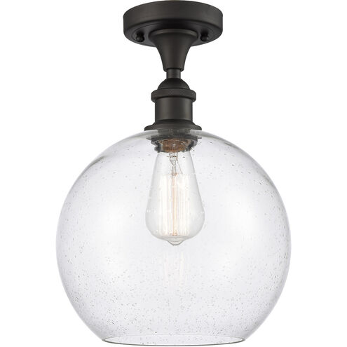 Ballston Large Athens 1 Light 10 inch Oil Rubbed Bronze Semi-Flush Mount Ceiling Light in Seedy Glass, Ballston