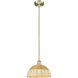 Edison Bristol Natural II 1 Light 11.75 inch Antique Brass Mini Pendant Ceiling Light