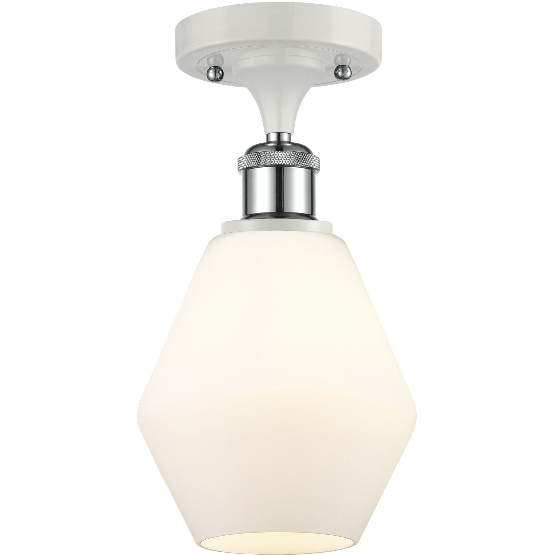 Ballston Cindyrella LED 6 inch White and Polished Chrome Semi-Flush Mount Ceiling Light in Matte White Glass