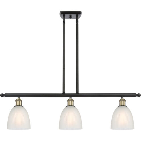 Ballston Castile LED 36 inch Black Antique Brass Island Light Ceiling Light in White Glass, Ballston