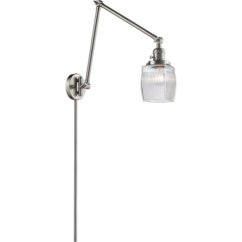Colton 30 inch 3.50 watt Satin Nickel Swing Arm Wall Light, Franklin Restoration