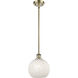 Ballston White Mouchette 1 Light 8 inch Antique Brass Stem Hung Mini Pendant Ceiling Light