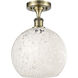 Ballston White Mouchette 1 Light 10 inch Antique Brass Semi-Flush Mount Ceiling Light