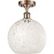 Edison White Mouchette 1 Light 10 inch Antique Copper Semi-Flush Mount Ceiling Light