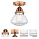 Nouveau 2 Olean LED 7 inch Antique Copper Semi-Flush Mount Ceiling Light in Clear Glass