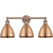 Metal Bristol 3 Light 25.5 inch Antique Copper Bath Vanity Light Wall Light
