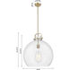 Downtown Urban Newton Sphere 1 Light 18 inch Brushed Brass Pendant Ceiling Light in Clear