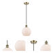 Ballston Athens 1 Light 8 inch Antique Brass Mini Pendant Ceiling Light in Incandescent, Matte White Glass, Ballston