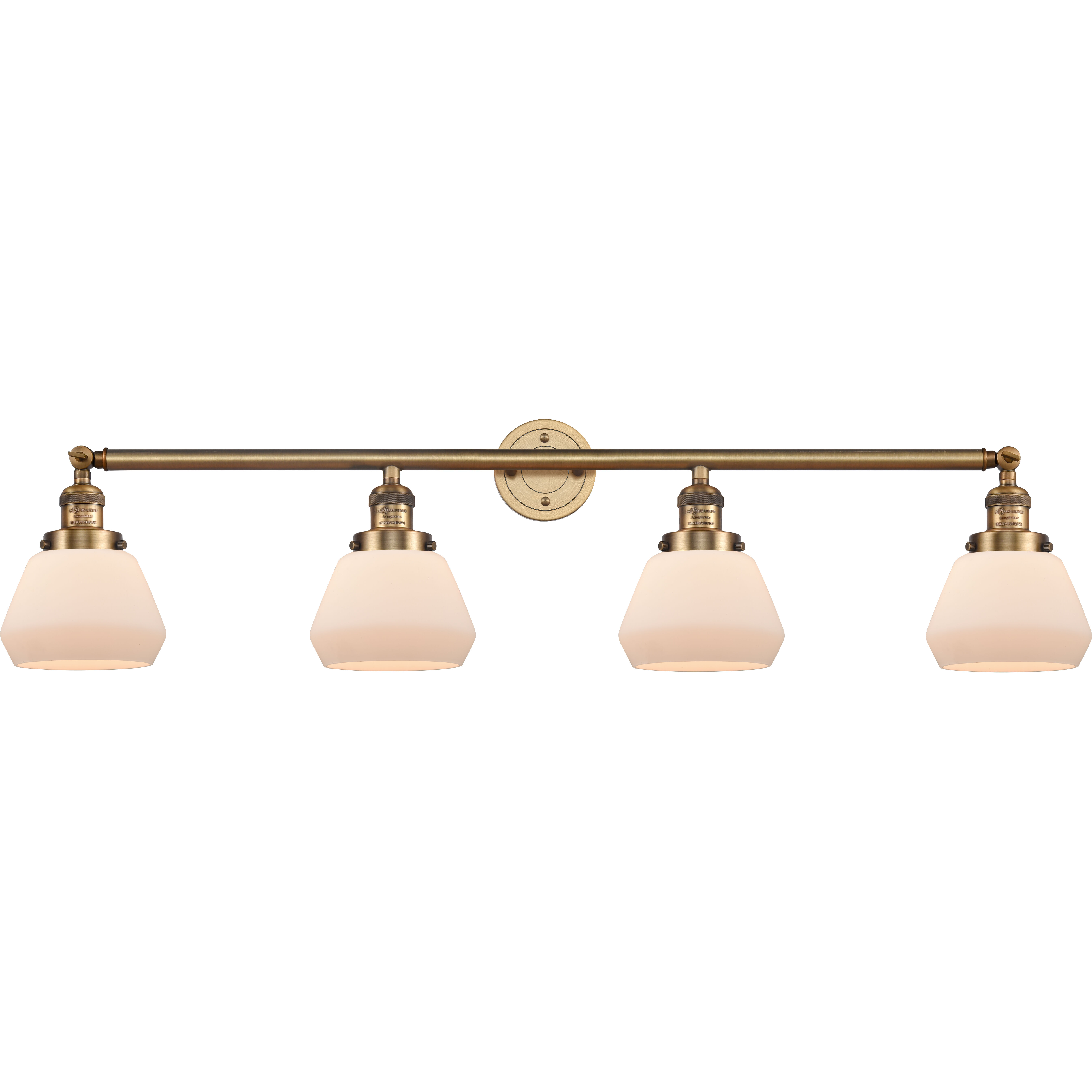 Franklin Restoration Fulton LED 43 inch Brushed Brass Bath Vanity Light Wall Light in Matte White Glass, Franklin Restoration