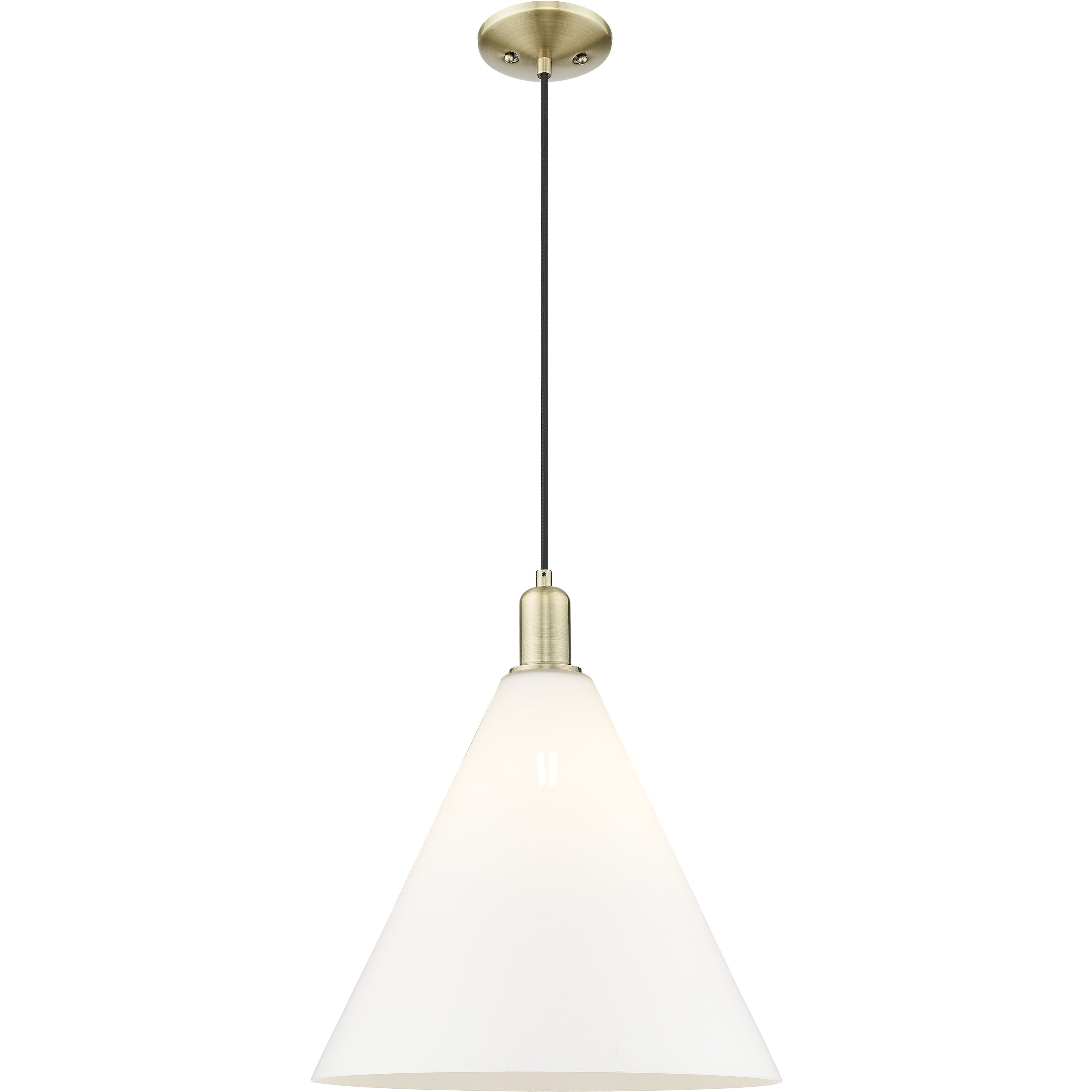 Arcadia Berkshire Glass 1 Light 16 inch Antique Brass Mini Pendant Ceiling Light in Matte White