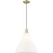 Arcadia Berkshire Glass 1 Light 16 inch Antique Brass Mini Pendant Ceiling Light in Matte White