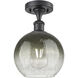 Ballston Brookhaven Globe 1 Light 7.88 inch Matte Black Semi-Flush Mount Ceiling Light in Slate Glass