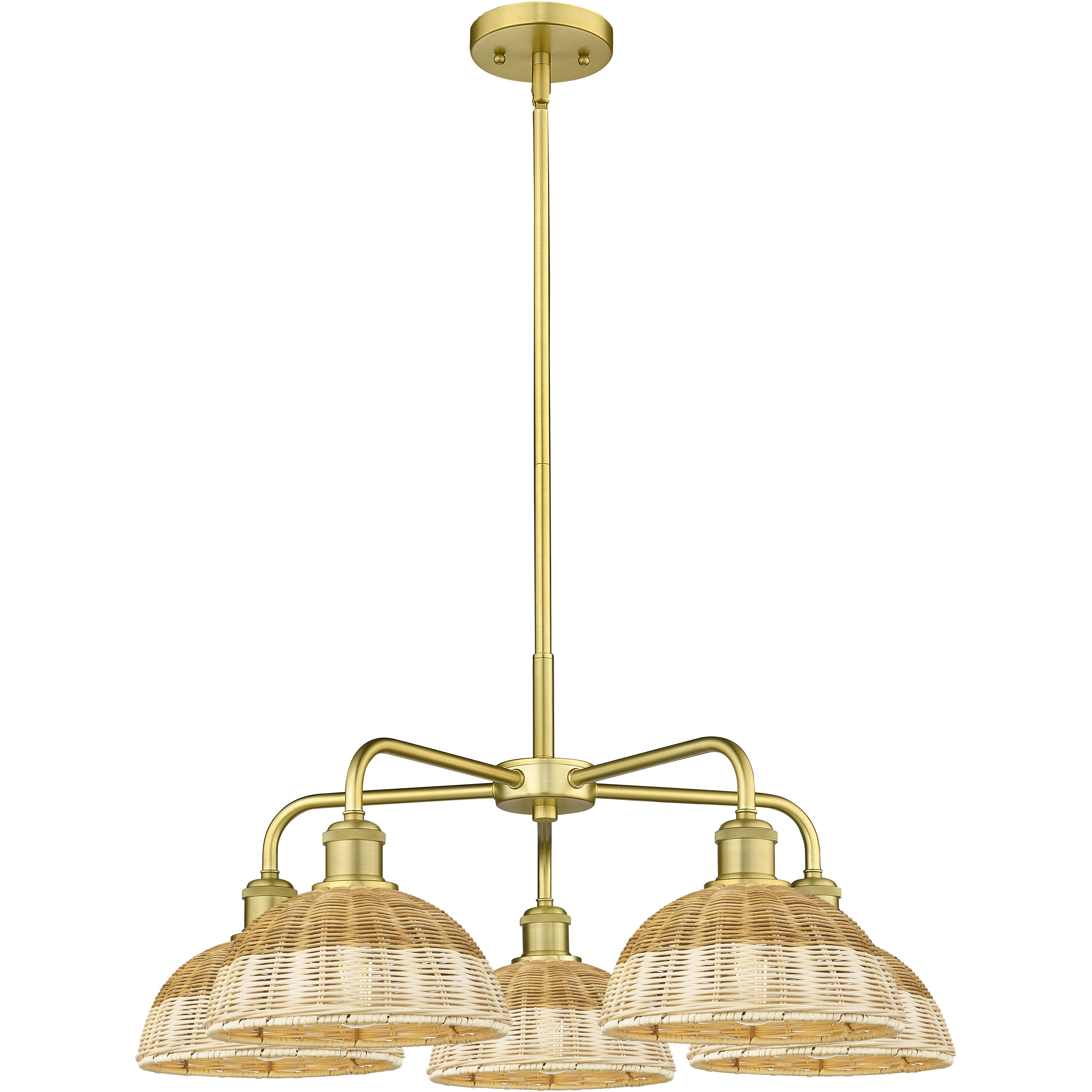 Ballston Bristol Natural II 5 Light 27.5 inch Satin Gold Chandelier Ceiling Light