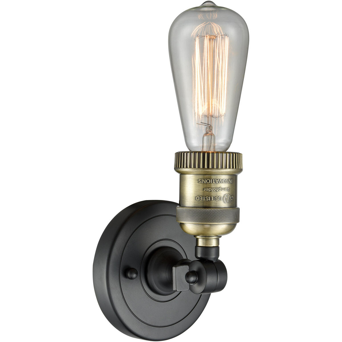 Franklin Restoration Bare Bulb 1 Light 5 inch Black Antique Brass ADA Sconce Wall Light, Franklin Restoration