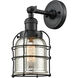 Franklin Restoration Small Bell Cage LED 6 inch Matte Black Sconce Wall Light in Silver Plated Mercury Glass, Franklin Restoration