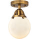 Nouveau 2 Beacon LED 6 inch Brushed Brass Semi-Flush Mount Ceiling Light in Matte White Glass