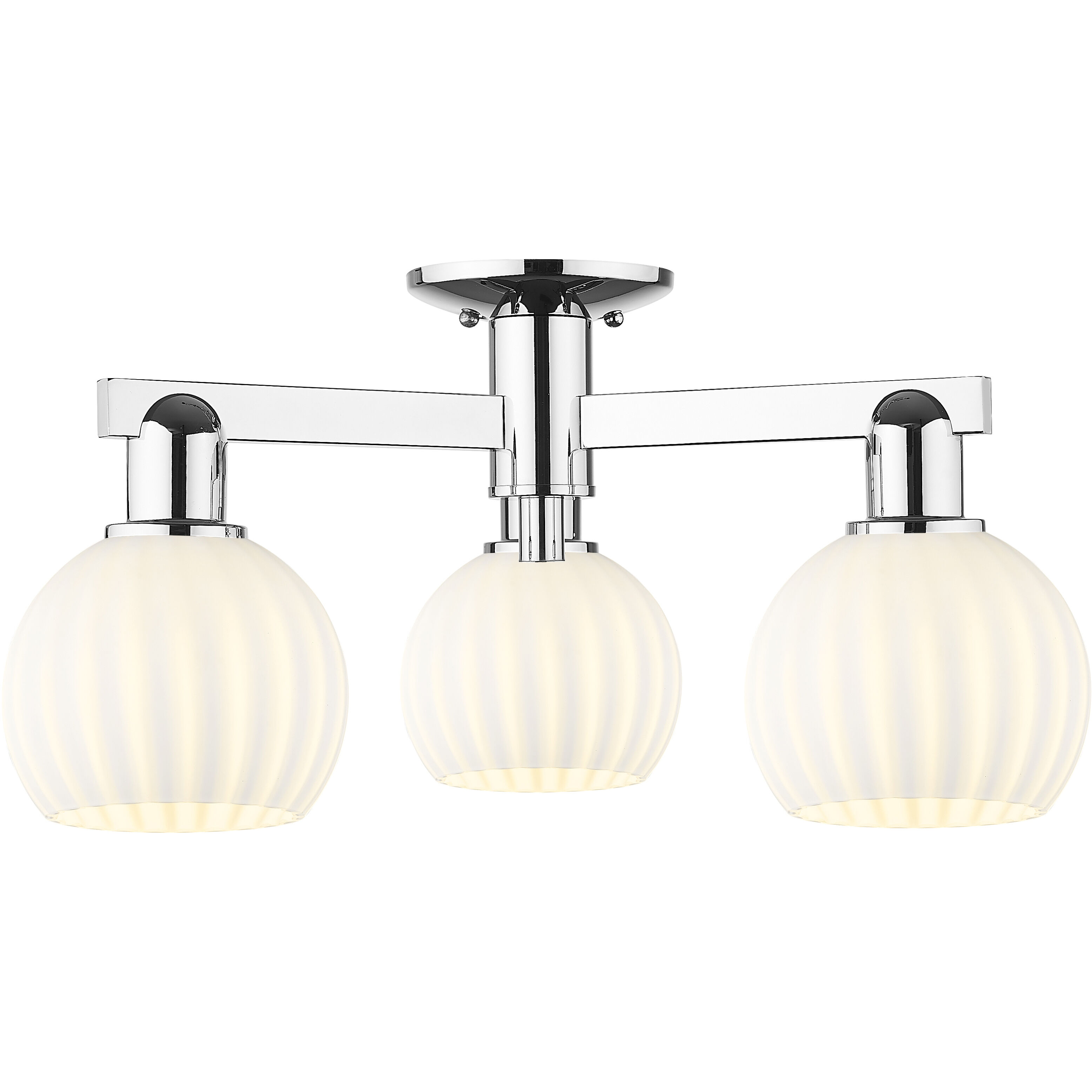 Arcadia White Venetian 3 Light 23.25 inch Polished Chrome Semi-Flush Mount Ceiling Light
