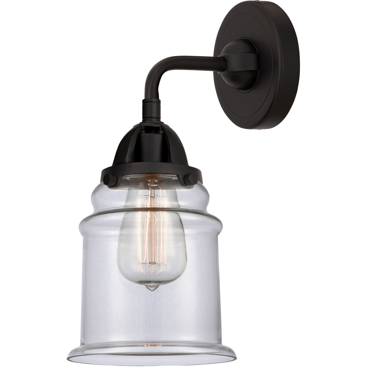 Nouveau 2 Canton LED 6 inch Matte Black Sconce Wall Light in Clear Glass