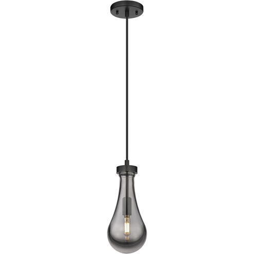 Downtown Urban Owego 1 Light 5.13 inch Matte Black Pendant Ceiling Light in Plated Smoke