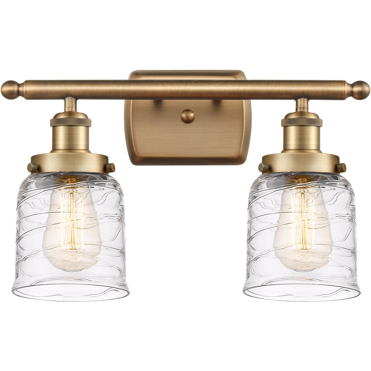 Ballston Bell LED 16 inch Brushed Brass Bath Vanity Light Wall Light in Clear with Cage