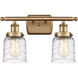 Ballston Bell LED 16 inch Brushed Brass Bath Vanity Light Wall Light in Clear with Cage