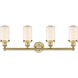 Dover 4 Light 33.5 inch Brushed Brass Bath Vanity Light Wall Light in Matte White Glass
