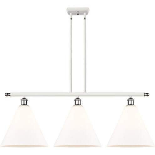 Ballston Ballston Cone LED 38.5 inch White and Polished Chrome Island Light Ceiling Light in Matte White Glass
